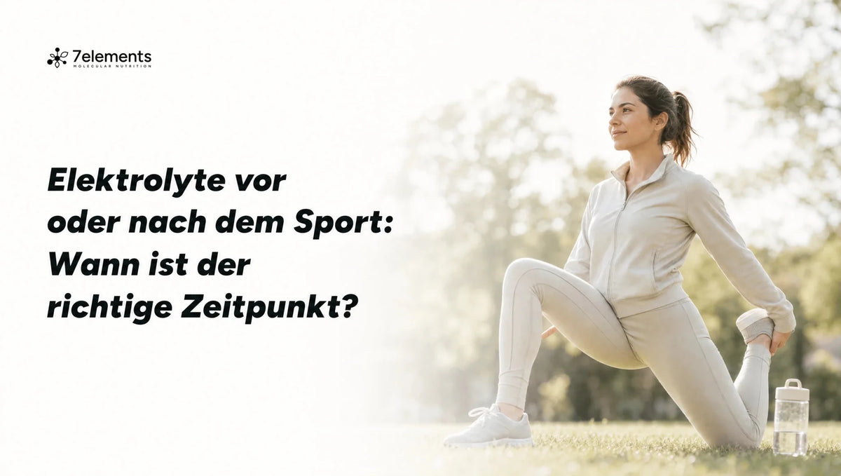 Frau dehnt sich nach dem Training im Park – Elektrolyte vor oder nach dem Sport